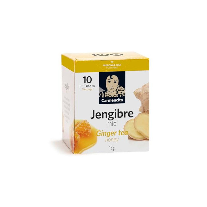 Carmencita. Ginger Tea infusion with Honey (10 teabags). 15g (0.53oz).