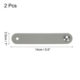 sourcing map 2 Packs Leather Drawer Pulls, Single Hole Leather Drawer Knobs Furniture Dresser Handles Pulls with Screws for Dressers Drawers Closet Kitchen Cupboard, Grey/Silver