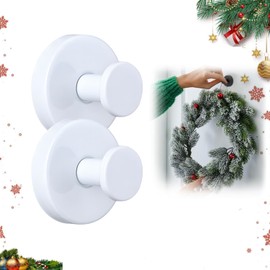 Linwnil Suction Cup Hooks for Glass Window, 2025 Upgraded Christmas Wreath Door Hanger, No Drill Suction Cup Hooks for Wreaths on Glass, Garland Wreath Hangers for Front Door Shower Hooks (2, White)