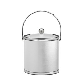 Kraftware Classic Sophisticates Collection 3-Quart Ice Bucket with Bale Handle and Acrylic Cover - White with Brushed Chrome