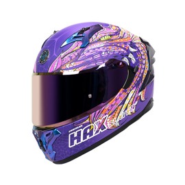 HAX Obsidian Pro Full Face Dual Visor Adult Motorcycle Helmet for Motorbike Street Bike with Pinlock Ready DOT Approved Slyer Purple S
