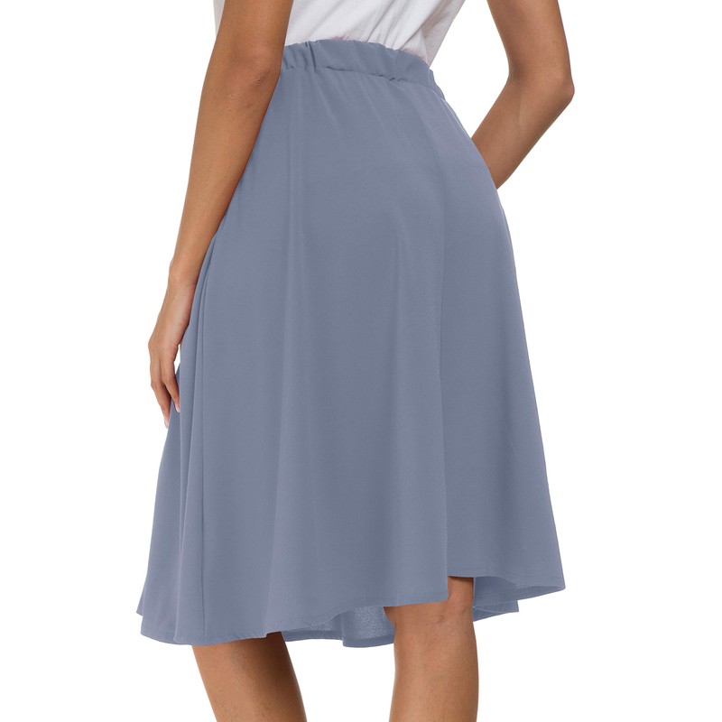 Afibi - Falda midi plisada de cintura alta para mujer,
