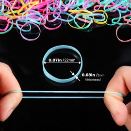 Rubber Bands 1000Pcs Colour Small Rubber Elastic Bands Natural Soft Bands for Tie Dye, Hair Home, Pens, Wedding Hairstyle,Catapults, Bills, Bank Paper, Office Supplies(22mm)