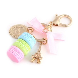 Creative Keychain, 4.72 inch Keyrings Colorful Cute Macaroon Keychains Alloy Mini Eiffel Tower Pendant Keyring Little Pendant Accessory for Car Key Handbag