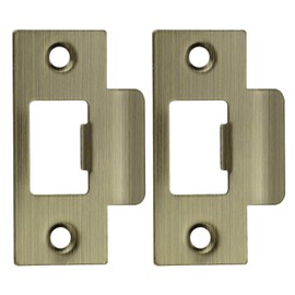 PATIKIL 2-3/4" Door Lock Strike Plate,2 Pcs Stainless T Strike Deadbolt Strike Plate,Door Backplate for Interior Exterior Door Use(Large Hole), Bronze