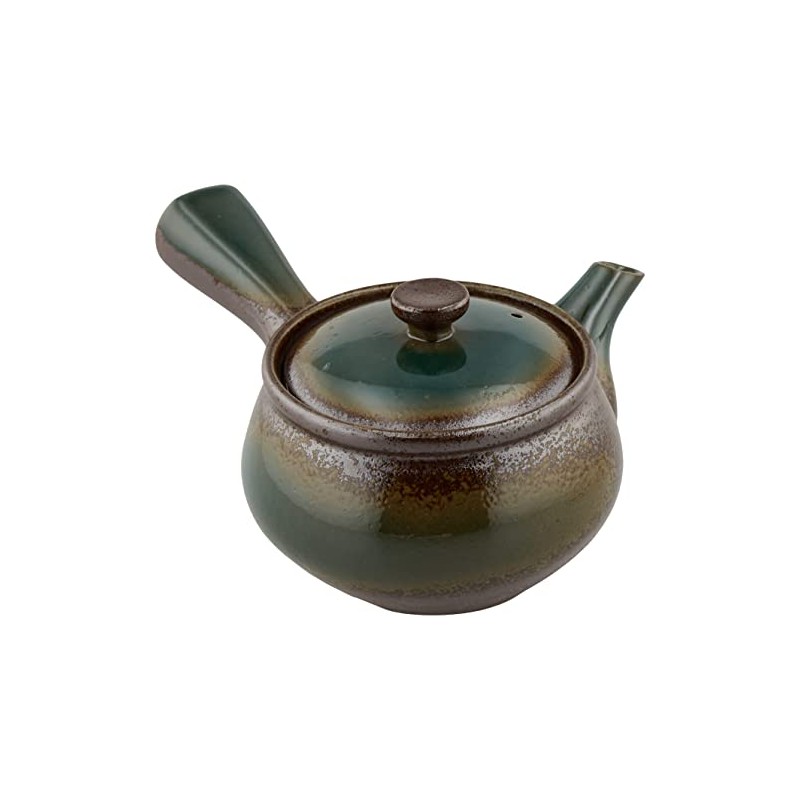 萬古焼 丸碗織部万古 急須(茶こし付) 477-05-713