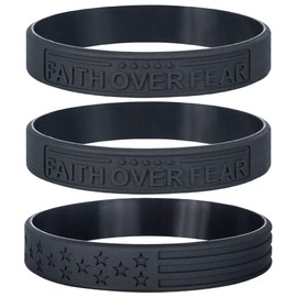 Sainstone FAITH OVER FEAR Inspirational Bible Verses Silicone Bracelets - Let Faith Bigger Than Fear - Religious Motivational Wristband Gifts for Men Women
