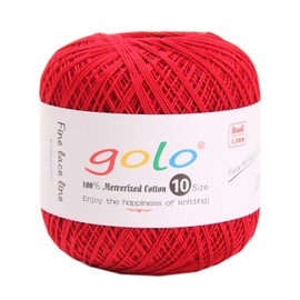 golo Crochet Thread Size 10 Yarn for Hand Knitting Crochet Yarn (Red-136)