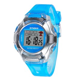 SYNOKE Kids Boys Girls Student Gift LED Sport Digital Electronic Wrist Watch Waterproof - Blue