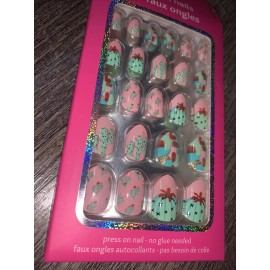 Claire’s Cactus  Stiletto Press Stick On Faux Nail Manicure Set Pink 24 Pack