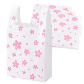 cobalt planet Handbag Plastic Bag 18.9 x 10.2 x 5.5 inches (48 x 26 x 14 cm), 100 pcs, Double-sided Printing, Includes Hook Hole, Plastic Bags (Cherry Blossoms, 18.9 x 10.2 x 5.5 inches (48 x 26 x 14