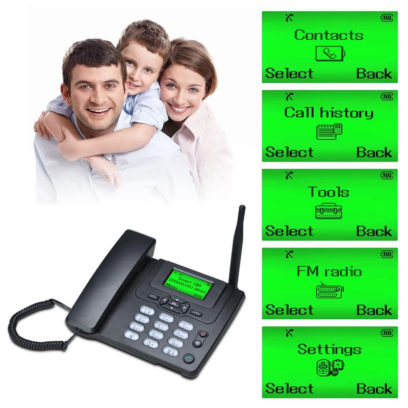 Lychee SIM Card GSM Desk Phone - Hands-Free, SMS, Large