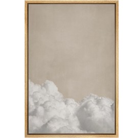 MUDECOR Framed Canvas Print Wall Art Soft Cloudscape Neutral Beige Sky and Clouds Illustrations Modern Art Minimal Relax for Living Room, Bedroom, Office - 16"x24" NATURAL