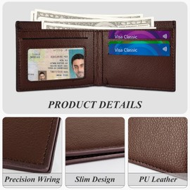 WisePoint Mens Slim Wallet, PU Leather Credit Card Wallet Bifold Wallets for Men and Boys, Lightweight Men's Wallet for Shopping, Travel (black)