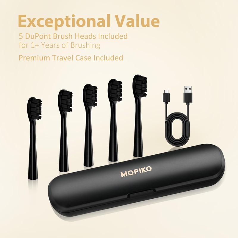 MOPIKO Sonic Electric Toothbrush for Adults - 6 Modes Rechargeable