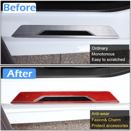 Soft 3D Real Carbon Fiber Car Inner Door Sill Cover Scuff Plate Trim Sticker Trim Decor Trim Kit Compatible with Corvette C8 Stingray Z06 Z51 2020 2021 2022 2023 Interior Accessories (Red)