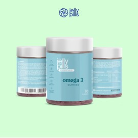 Concentrated Omega-3 Gummies (DHA + BCAA) and B Group Vitamins - 70 Vegan Gummies with Orange Flavour - No Added Sugar - for Children and Adults