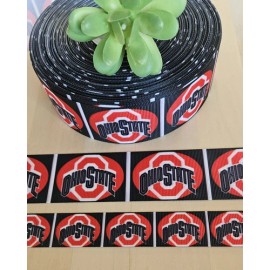 Unbranded 7/8 & 1.5" (1 YD) Ohio State Buckeyes Grosgrain Ribbon Collegiate Logo Ribbon - 1 1/2"