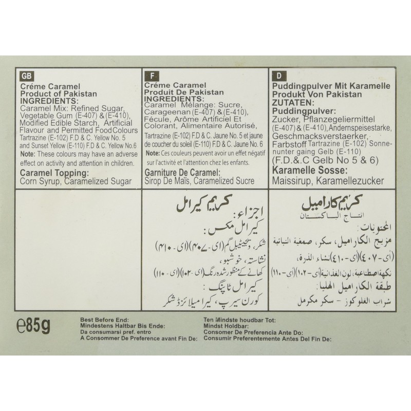 AHMED Crème Caramel Halal Jello Jelly, 85 Gram (Pack of