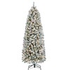Topeakmart 6ft Pencil Christmas Tree Prelit Artificial Snow Flocked Slim