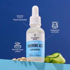 Tropical Heal - Serum Facial Ácido Hialurónico Alta Concentración - Hidratación 24 Horas y Elasticidad - Cruelty Free, 30 ml