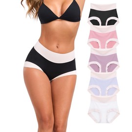 ANLIQI Womens Modal Underwear High Waisted Tummy Control Briefs Full Coverage Panties Soft & Breathable Postpartum Panty Undies 3/5 Pack(5A,L)