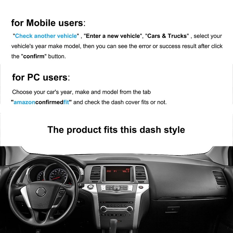AKMOTOR Dash Cover Mat Custom Fit for Nissan Murano with