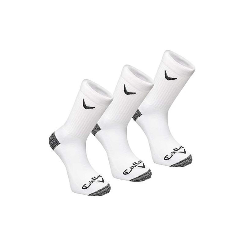 Callaway Men's 2022 Callaway Men's Sport Crew Socks, White, 3