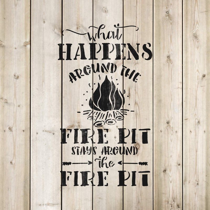 Fire Pit Camping Summer Sign Stencil - Camping Stencil, Sign