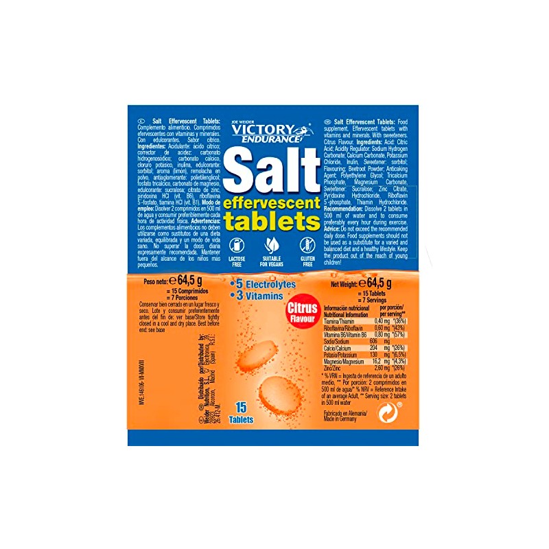 Weider Salt Effervescent Tabs 15 Tablets per Tube. with 5