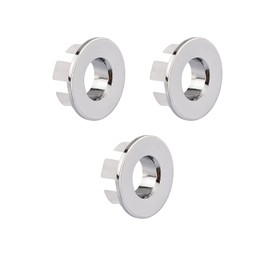 Sink Basin Trim Overflow Cover Brass Insert in Hole Round Caps Chrome 3 pcs