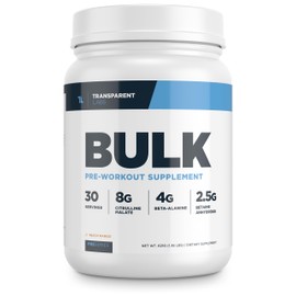Transparent Labs Bulk Pre Workout Powder - Naturally Sweetened Advanced Pre-Workout Formula for Muscle Building and Strength - 30 Servings, Peach Mango