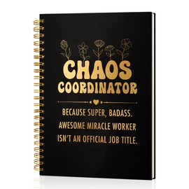 Msticey Chaos Coordinator 160 Blank Pages Gold Foil Hardcover Spiral Notebook, Appreciation Gift for Boss Admin Team Leader Coworker, Thank You Gift for Father Mother Teacher Nurse Office Manager