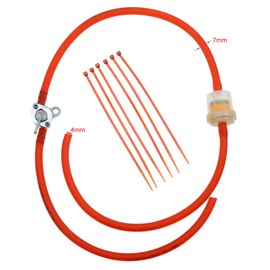 WOOSTAR 4 mm Inner Fuel Line Hose with Fuel Filter, Fuel Switch and Cable Ties Made of Plastic, Replacement for Moped, Scooter, Dirt Bike, ATV, Mini Bike, Pocket Bike, Red