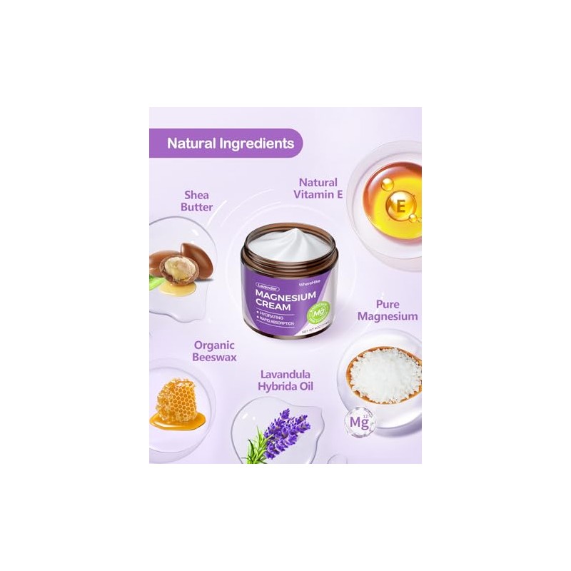 Wherehike Crema Tópica Natural Magnesio Dormir Loción Noche Dolor Calambres
