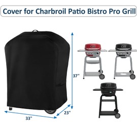 Cover for Charbroil Bistro Pro Electric Grill & Griddle, with Handle & Straps for 25302145 25302146 25302148 25302161, 600D Waterproof All Weather Resistant Electric Cover, Replace CB1250073P4