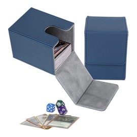 kyaoayo Deck Boxes for Collecting Cards, Trading Card Box with 2 Dividers, Deck Box for Playing Cards, PVC-Free Card Holder Compatible with MTG, TCG, PKM - YGO, Cube Design Deck Divider (Blue)