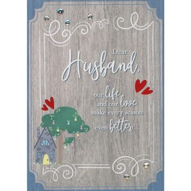 Designer Greetings Our Life and Our Love Make Every Season Better: Home on Woodgrain 3D Hand Decorated Easter Card for Husband
