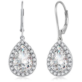 Teardrop Earrings Sterling Silver Diamond Earrings for Women Sterling Silver Dangle Earrings White Gold Earrings Women Diamond Stud Earrings for Women Drop Earrings Cubic Zirconia Earrings Studs