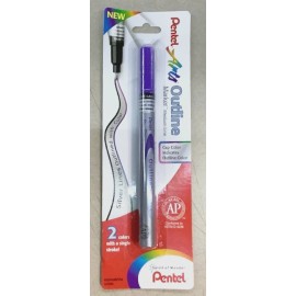 Pentel NEW SEALED Pentel Dual-Color Outline Marker Pen VIOLET SILVER Metallic MSP60