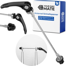 Rear Wheel Quick Release 1 Pack in Black, Size 5 x 135, for 130 - 135 mm Hub Width, Thru Axle for All Standard Bicycle Axle Couplings, Quick Release for Luggage Tags, Bicycle Trailers