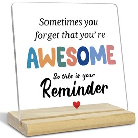 Inspirational Acrylic Sometimes You Forget You're Awesome Decor Sign,Desk Table Sign Home Office Social Worker Appreciation Gifts