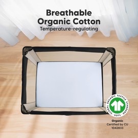 2-Pack Mini Crib Sheets Fitted - 38x26 Pack N Play Sheets for Pack and Play Mattress, Organic Cotton, Soft & Breathable Playard Bedding, Neutral Mini Toddler Bed Cover for Boys, Girls (Blue Flax)