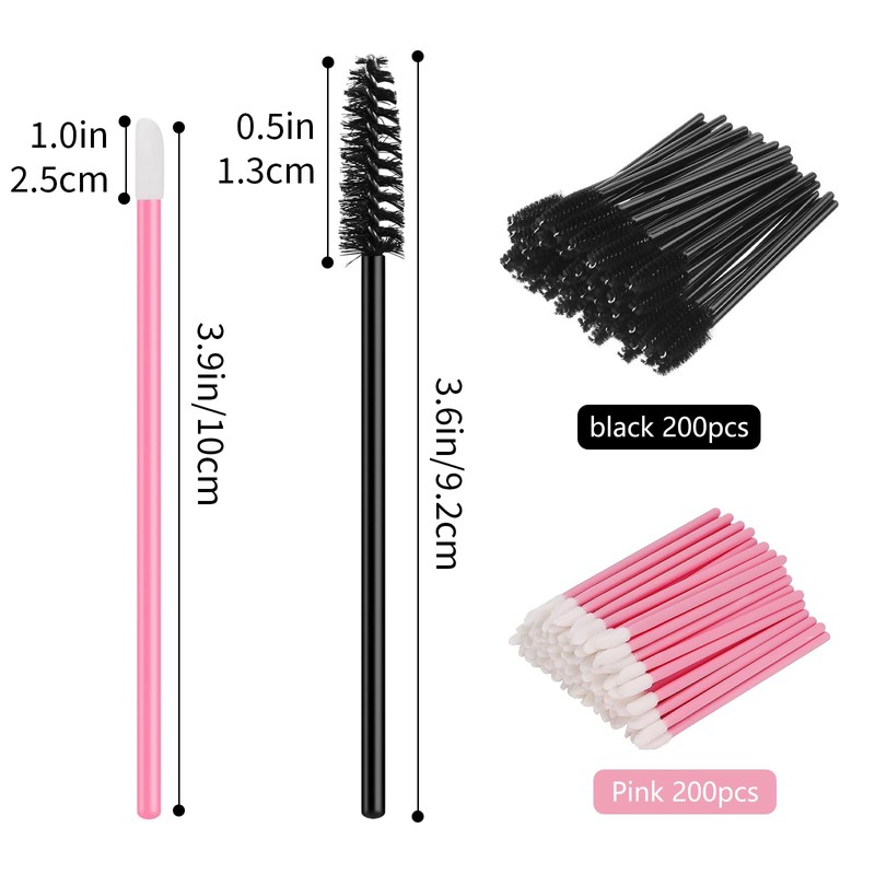 400 PCS Lip Applicators Disposable and Eyelash Spoolies, Lipstick Applicator