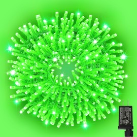 LAMPHOME 33ft Christmas Decorative St. Patrick's Day Mini stringLights, 100 LED Transparent Wire Fairy Starry String Lights Plug in, 11 Lighting Modes for Indoor Outdoor Xmas Tree (Green)