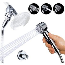 3 Mode Dog Shower Attachment, High Pressure Handheld Sprayer with ON/OFF Switch, Metal Diverter and 3/4" GHT and 1/2" NPT Quick Disconnect Adapter for Outdoor and Indoor Pet Bathing