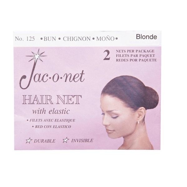 Jac-o-net Hair Net, Chignon Bun w/Elastic - Blonde