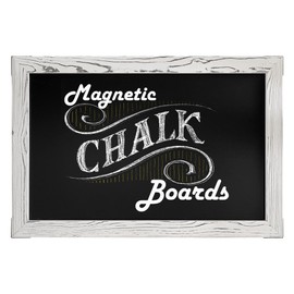 Loddie Doddie Magnetic Chalkboard - Easy-to-Erase Large Chalkboard for Wall Decor and Kitchen - Hanging Black Chalkboards (20x30, White Rustic Frame)