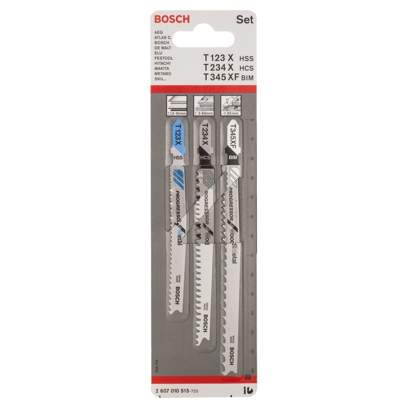 Bosch 2607010515 Jigsaw Blade T123XF/T234X/T345XF 3 Pcs