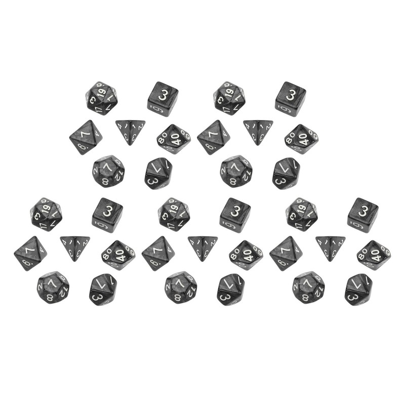 35Pcs Plastic Dice Kit Pearl Pattern White Numbers Polyhedral Dices